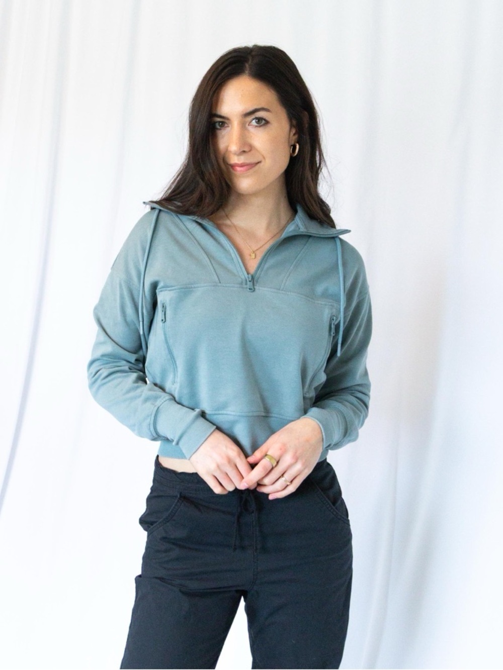 Half Zip Hoodie Sweatshirt - Picture 12 of 16